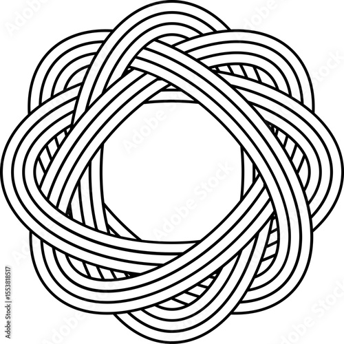 Circular logo incorporating an oval shape within the main circle creating contrast in shapes.