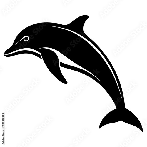 dolphin, black and white silhouette, sleek, minimalist, simple, elegant, clean lines, high contrast
