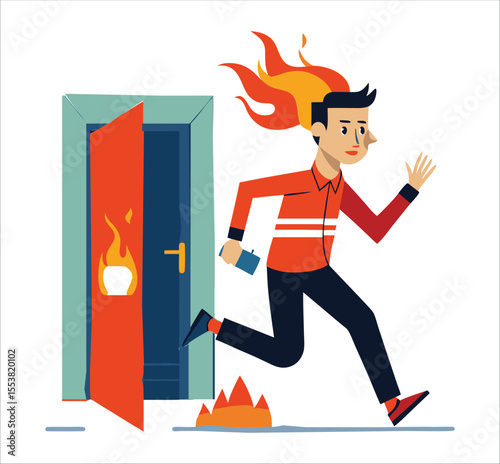 Man using fire extinguisher for safety and emergency response.


