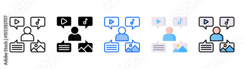 Content icon set with multiple style collection