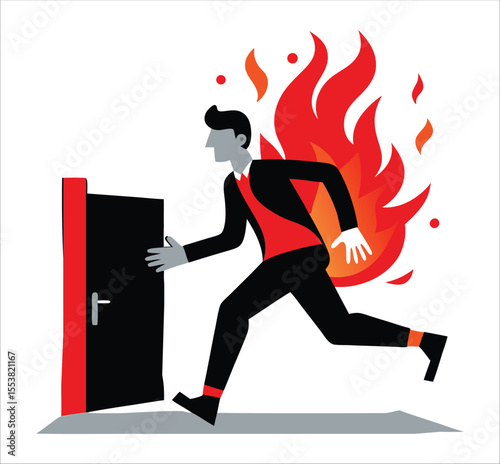 Man using fire extinguisher for safety and emergency response.

