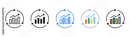Continuous Improvement icon set with multiple style collection