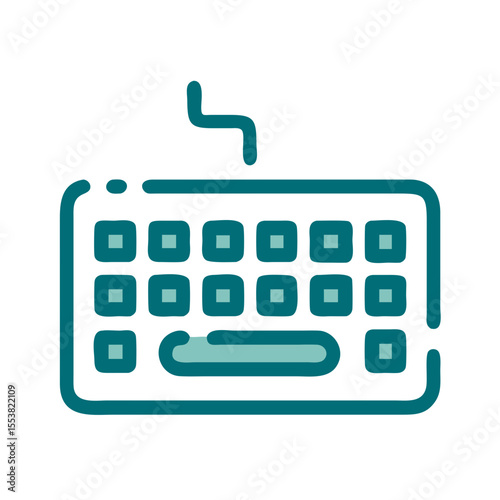 A modern illustration of a keyboard icon representing typing and technology