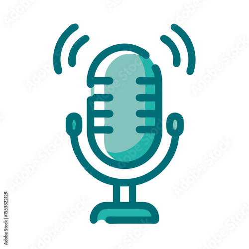 A modern illustration of a microphone icon representing audio recording and communication