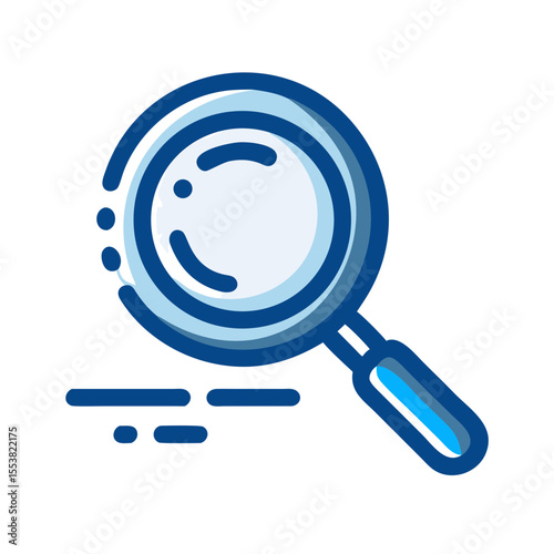 A colorful illustration of a magnifying glass symbolizing search and exploration