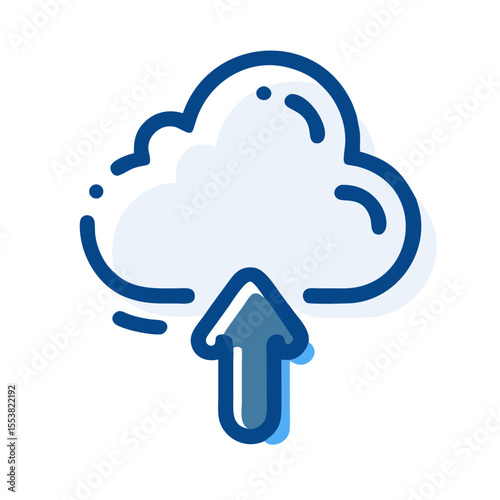 A modern illustration of a cloud upload icon representing cloud storage and data transfer