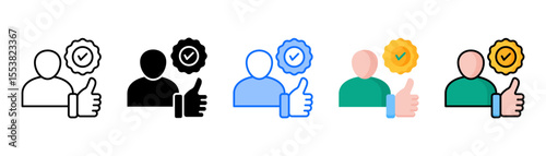 Endorsement icon set with multiple style collection