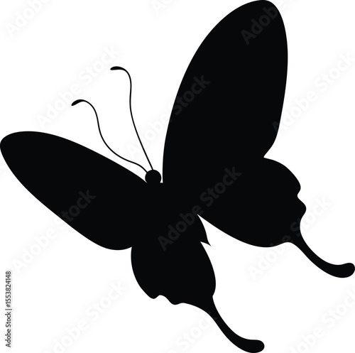 Butterfly in upward soaring motion with natural wing spread and lightness silhouette vector