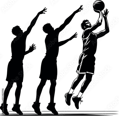 Basketball Player in Action Shooting Silhouette
