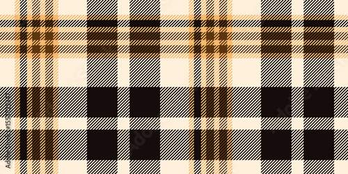 A seamless tartan plaid pattern in rich brown and beige hues with black accents. Featuring a classic woven texture, this design is suitable for textiles, digital projects