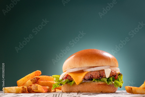 hamburger and fries, burger and fries
