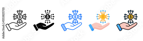 Value icon set with multiple style collection