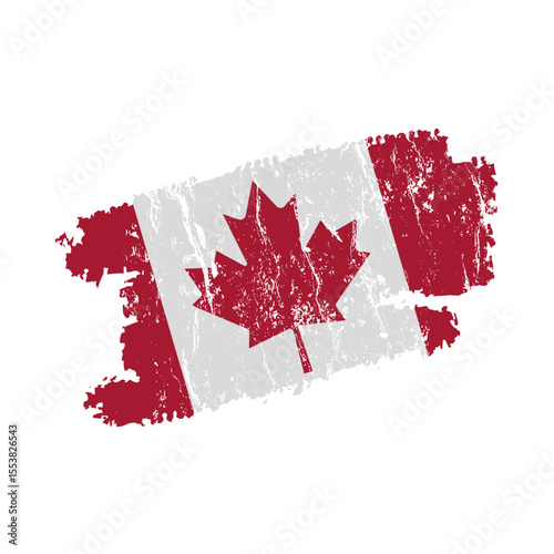 stylized canadian flag with grunge effect – vintage canada flag – vector illustration