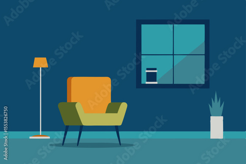 Modern interior design of an office room features comfortable chairs, a wooden table, and a sleek desk against a clean wall