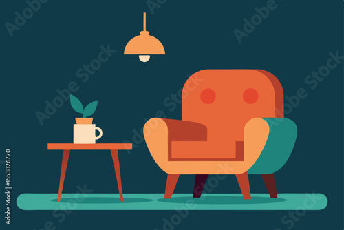 Comfortable wooden chairs and a table furnish an empty room with stylish interior design