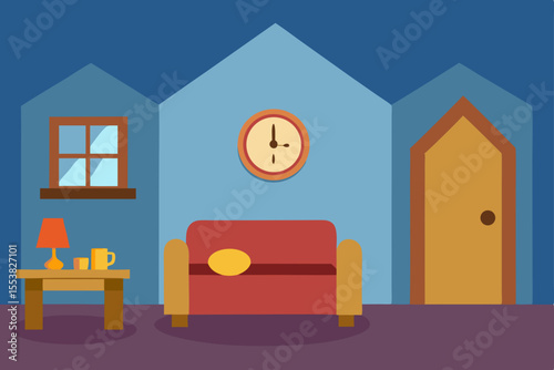 Contemporary home interior illustrations featuring rooms with windows, including bedrooms, living areas with sofas, and stylish furniture designs