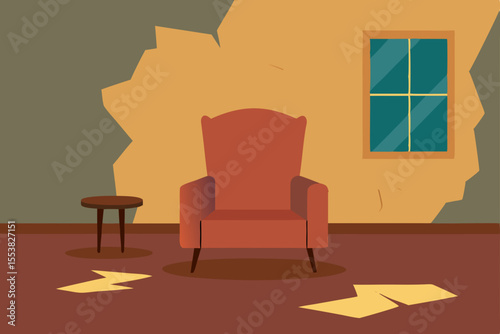 Man on comfortable armchair in a contemporary living room with minimalist decor