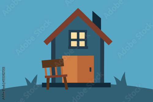 A picturesque illustration of a residential house, its architecture featuring a prominent roof and visible windows, symbolizing property, whether