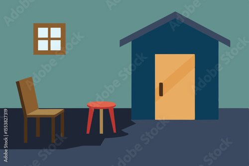 Two chairs and a table furnish a cozy room with a window, creating an inviting interior design