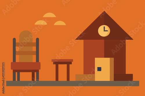 Vector illustration of a modern house, cafe, or home design icon