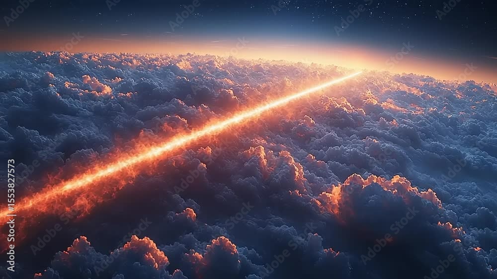 Fiery streak across a cloud layer
