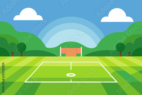 Serene Soccer Field A Picturesque Green Field Illustration