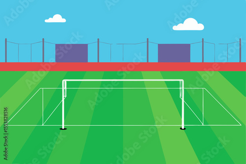 Soccer Field Goal A Simple Illustration of a Soccer Goal on a Green Field