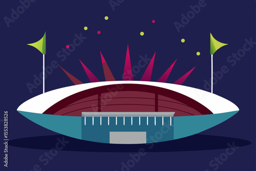 Night Stadium Vibrant Vector Illustration of a Modern Sports Arena