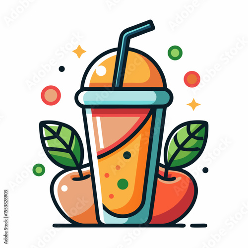vector illustration of a glass of juice