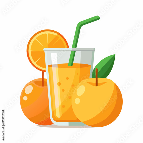 glass of orange juice and fruit