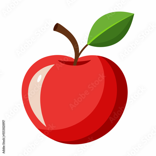 red apple with leaf