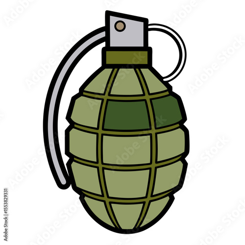 "Military Hand Grenade Vector Illustration Isolated on White"

