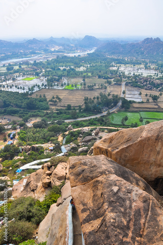 A distant view of the rich nature of Hampi city