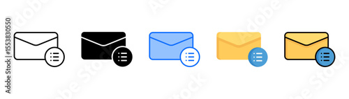Mail List icon set with multiple style collection