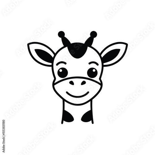 giraffe face close up with smiling expression cl