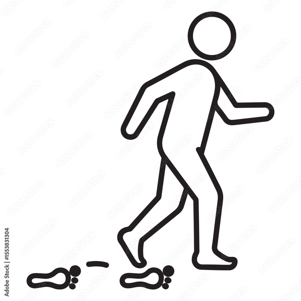 Walking Person Icon with Footprints Walking Person Icon with Footprints