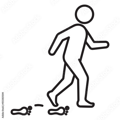 Walking Person Icon with Footprints