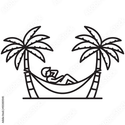 Relaxing Hammock Icon Between Palm Trees