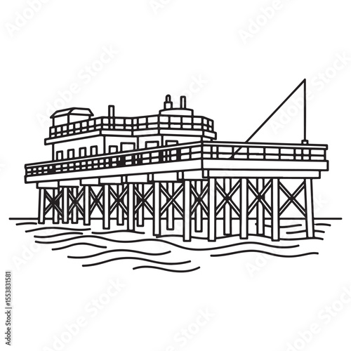 Ocean Fishing Pier with Building Icon