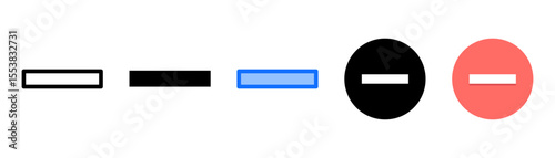 Minus Symbol icon set with multiple style collection