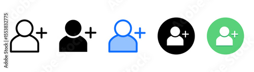 Add User icon set with multiple style collection