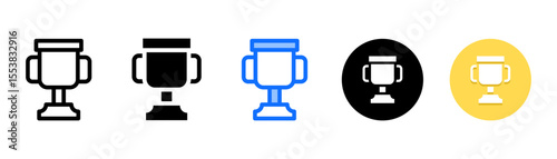 Trophy icon set with multiple style collection