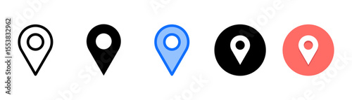 Location icon set with multiple style collection