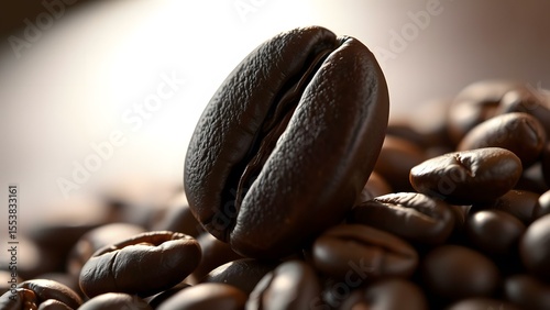 Rich, dark coffee beans captured in stunning macro detail for gourmet and food-related projects.