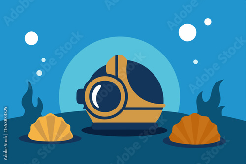 Cute cartoon dolphin swimming in a vibrant blue ocean, an abstract vector illustration of an underwater summer world