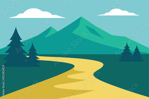 Snow-capped mountain peaks rise majestically under a vast winter sky, with a serene forest valley unfolding below