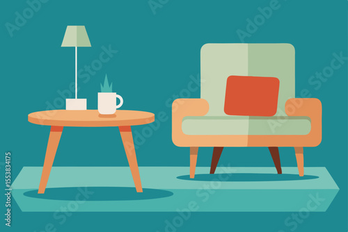 Modern interior vector illustration featuring comfortable chairs and stylish furniture in a contemporary living and dining room setting