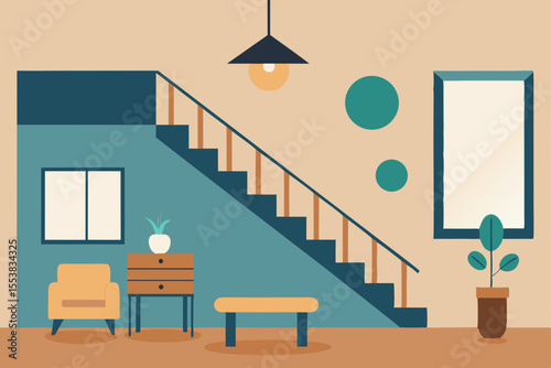 Modern home interior with a comfortable chair, flat-screen TV, and wood floor