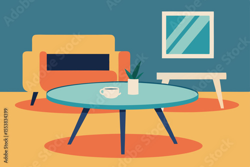 Empty wooden table and chairs in a modern office interior design
