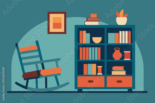Office or home room interior design with furniture icons